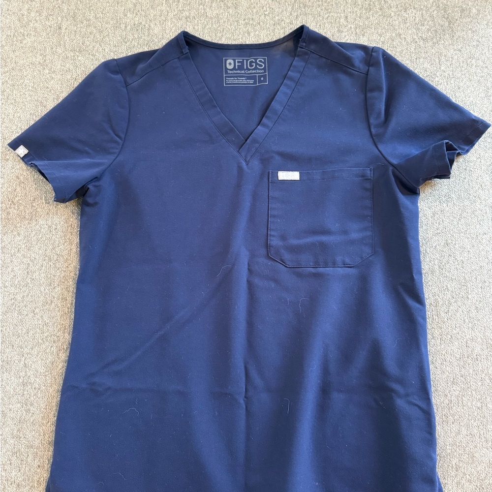 Figs Deep Blue V-Neck Scrub Top